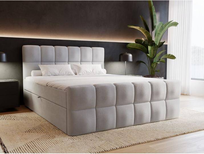 Boxspringbett mit Bettkasten 140x200 Alicante Grau von Graingold