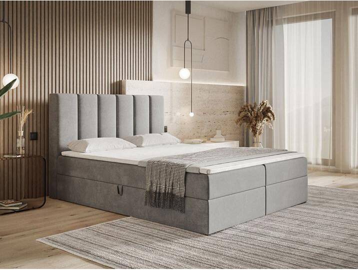 Boxspringbett mit Bettkasten 140x200 Cascada Grau Boxspringbett mit Bettkasten 140x200 Cascada Grau von Graingold