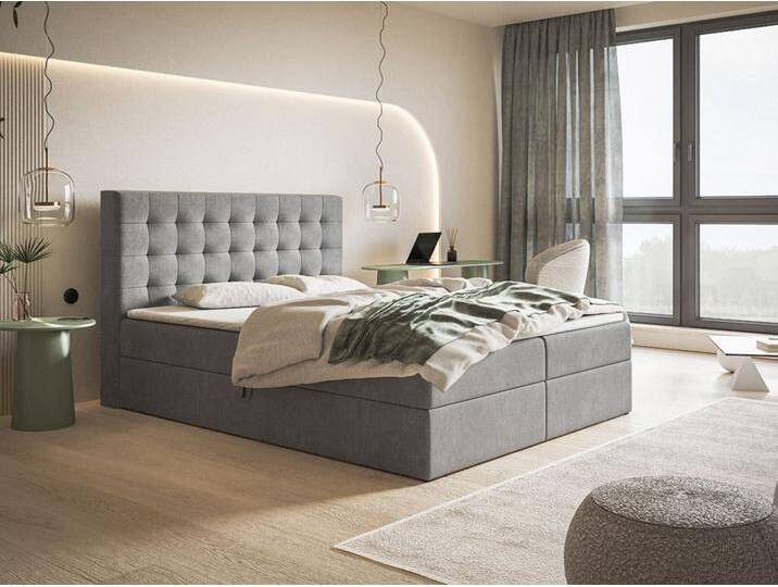 Boxspringbett mit Bettkasten 140x200 Denza Grau von Graingold
