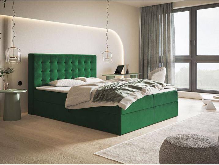 Boxspringbett mit Bettkasten 140x200 Denza Grün von Graingold