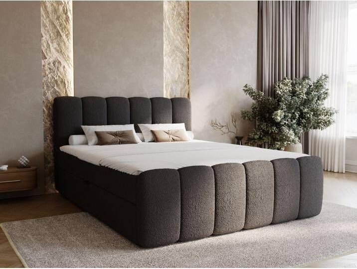 Boxspringbett mit Bettkasten 180x200 Bouclé-Stoff Cloud Schwarz Boxspringbett mit Bettkasten 180x200 Bouclé-Stoff Cloud Schwarz von Graingold