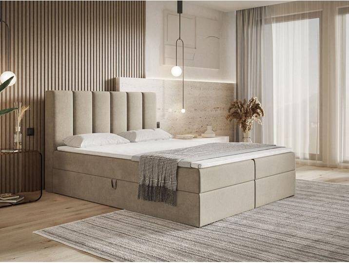 Boxspringbett mit Bettkasten 180x200 Cascada Beige von Graingold