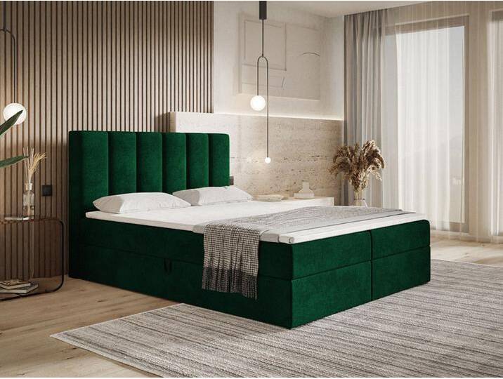 Boxspringbett mit Bettkasten 180x200 Cascada Grün von Graingold