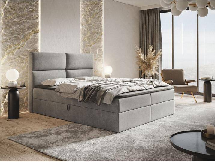 Boxspringbett mit Bettkasten 180x200 Hera Grau Boxspringbett mit Bettkasten 180x200 Hera Grau von Graingold