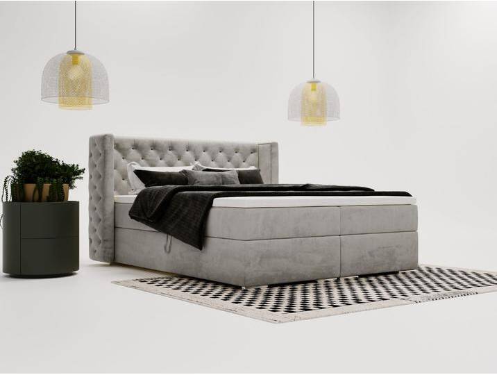 Boxspringbett mit Bettkasten 180x200 Lion Grau von Graingold