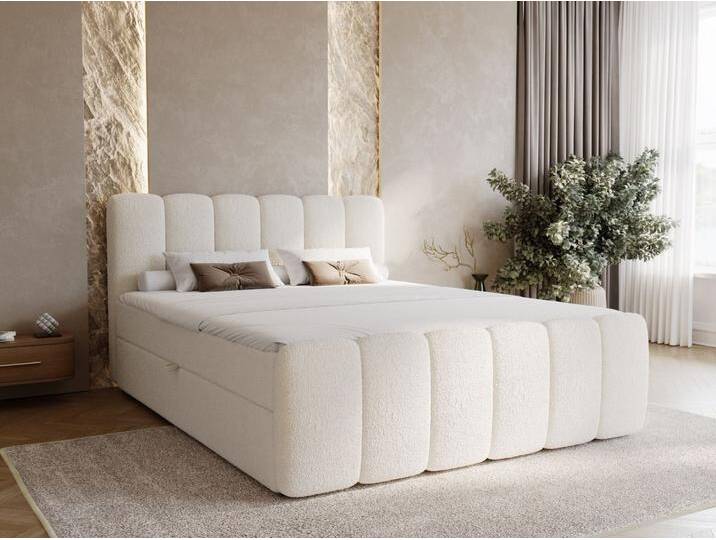 Boxspringbett mit Bettkasten 200x200 Bouclé-Stoff Cloud Beige von Graingold