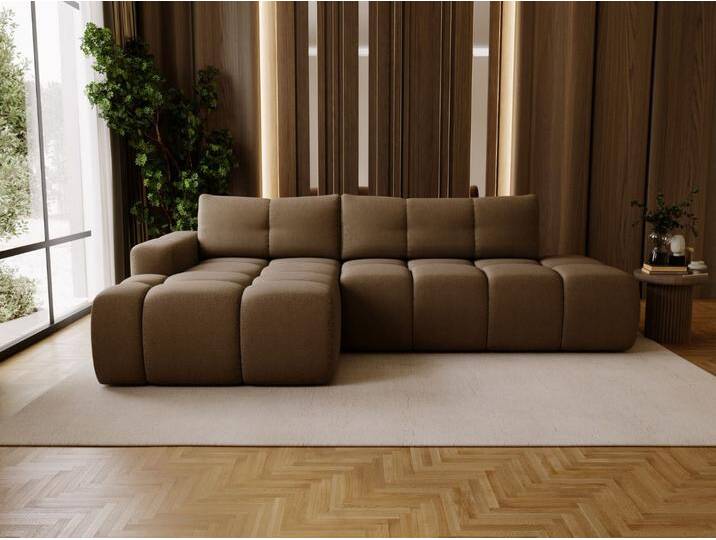 Ecksofa L-Form Links mit Schlaffunktion und Bettkasten Montero Braun von Graingold