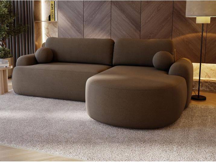 Ecksofa L-Form Rechts mit Schlaffunktion und Bettkasten Aurio Braun von Graingold