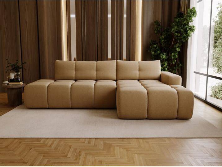 Ecksofa L-Form Rechts mit Schlaffunktion und Bettkasten Montero Hellbraun von Graingold
