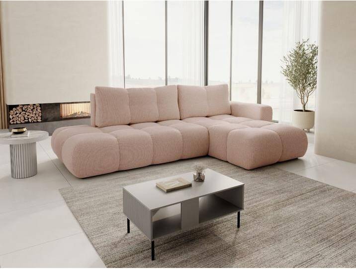 Ecksofa L-Form Rechts mit Schlaffunktion und Bettkasten Sile L Hellrosa von Graingold