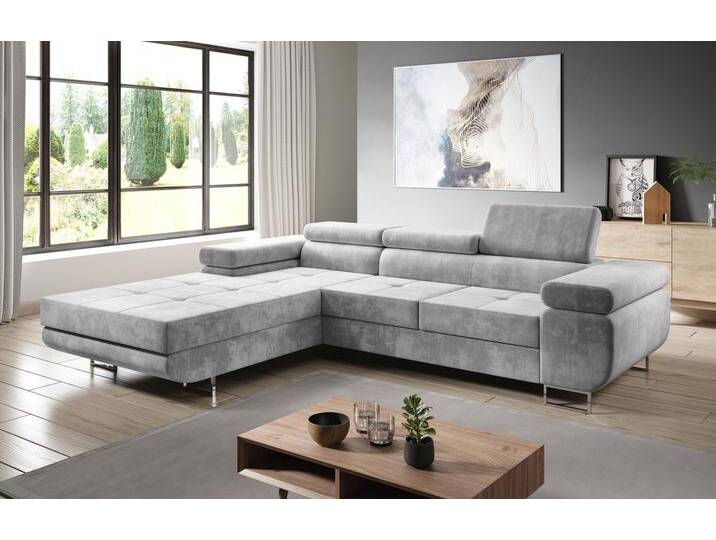 Ecksofa L-Form Rechts mit Schlaffunktion und Bettkasten Solam Hellgrau Ecksofa L-Form Rechts mit Schlaffunktion und Bettkasten Solam Hellgrau von Graingold