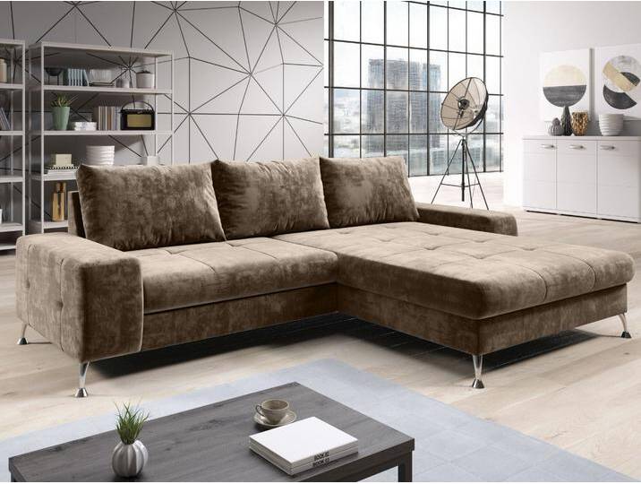 Ecksofa L-Form Rechts mit Schlaffunktion und Bettkasten Tonny Hellbraun von Graingold