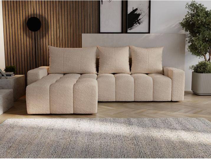Ecksofa L-Form mit Schlaffunktion und Bettkasten Bresso Beige von Graingold