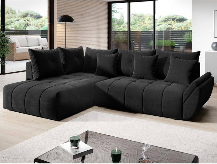 Ecksofa L-Form mit Schlaffunktion und Bettkasten Genoa Anthrazit von Graingold