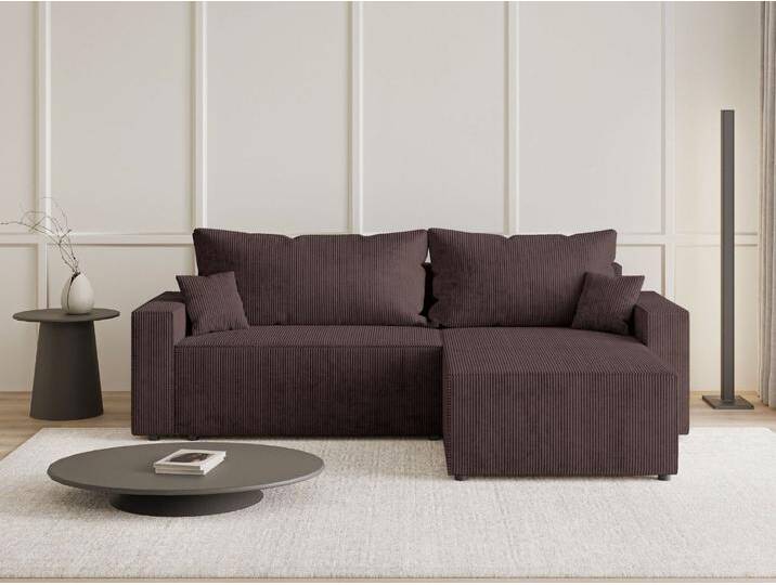 Ecksofa L-Form mit Schlaffunktion und Bettkasten Nivo Braun von Graingold