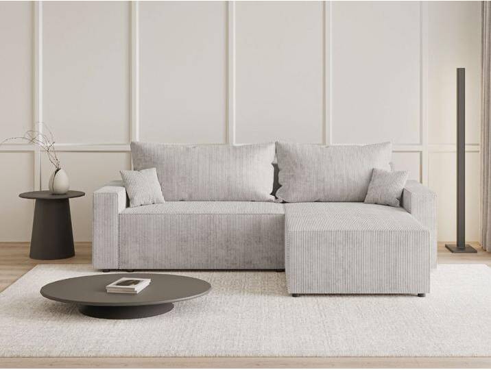 Ecksofa L-Form mit Schlaffunktion und Bettkasten Nivo Grau von Graingold