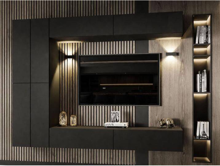 Hängende TV-Wohnwand mit LED-Beleuchtung für das Wohnzimmer Sorelle Schwarz Matt Hängende TV-Wohnwand mit LED-Beleuchtung für das Wohnzimmer Sorelle Schwarz Matt von Graingold