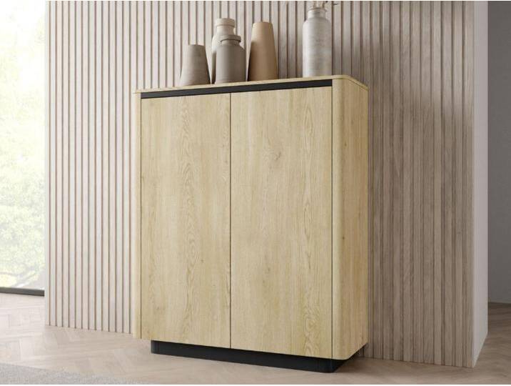 Hochkommode mit zwei Türen Fascino Eiche Cremona, Schwarz von Graingold