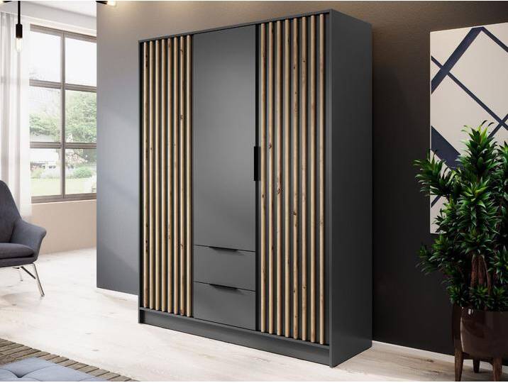 Kleiderschrank 155 cm Macron Graphite, Artisan Eiche von Graingold