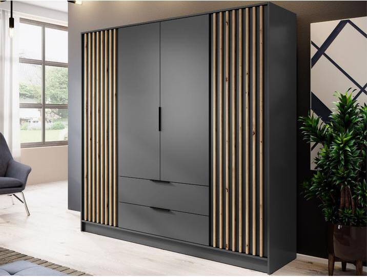 Kleiderschrank 206 cm Macron Graphit, Artisan Eiche von Graingold