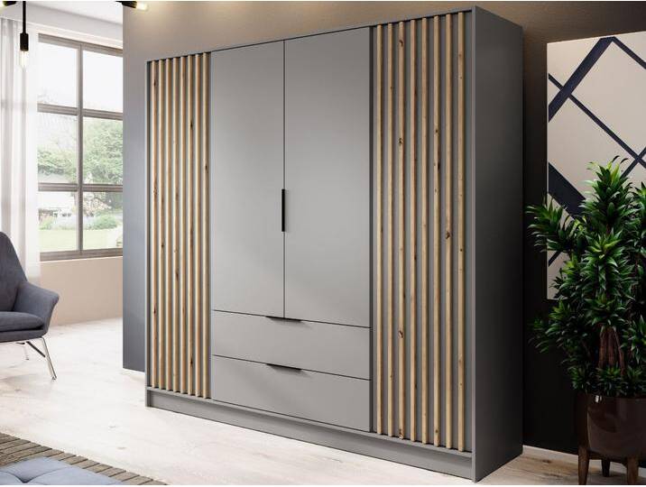 Kleiderschrank 206 cm Macron Grau, Artisan Eiche von Graingold