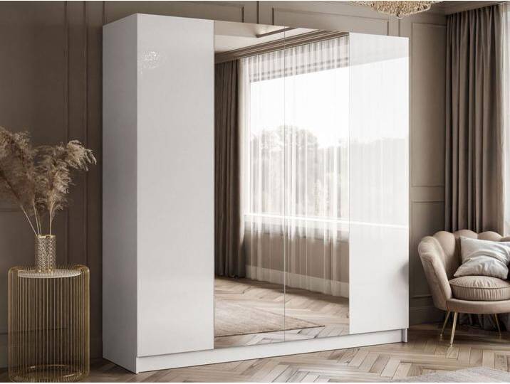 Kleiderschrank mit Drehtüren, Schubladen und Spiegeln Ameli Weiß Hochglanz Kleiderschrank mit Drehtüren, Schubladen und Spiegeln Ameli Weiß Hochglanz von Graingold