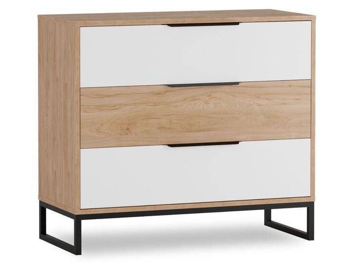 Kommode mit 3 Schubladen Vigo Hickory Weiß matt von Graingold