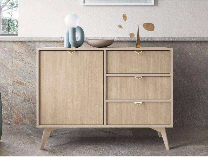 Kommode mit Türe und Schubladen Modena Beige von Graingold