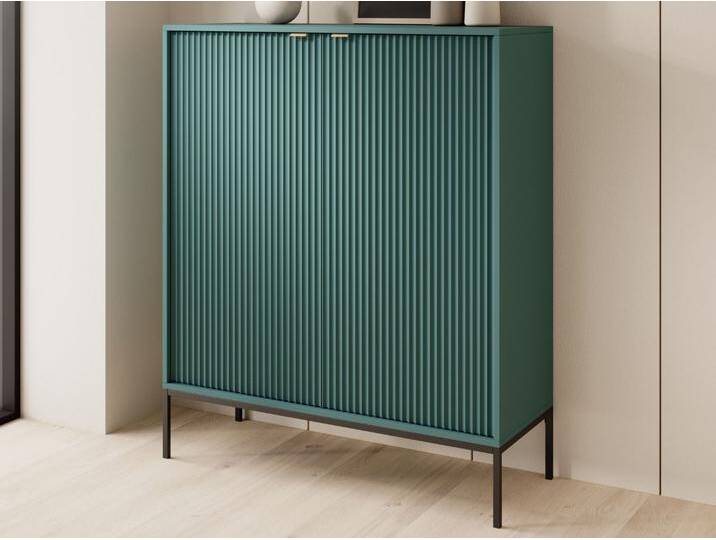 Kommode mit Türen Amber Grün, Schwarz Frame von Graingold