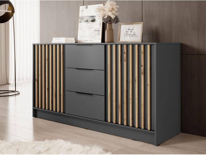 Kommode mit Türen und Schubladen 155 cm Macron Graphit Artisan Eiche Kommode mit Türen und Schubladen 155 cm Macron Graphit Artisan Eiche von Graingold