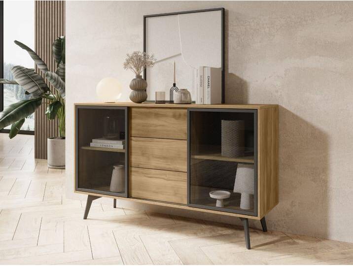 Kommode mit Türen und Schubladen Soil Barock Eiche, Schwarz von Graingold