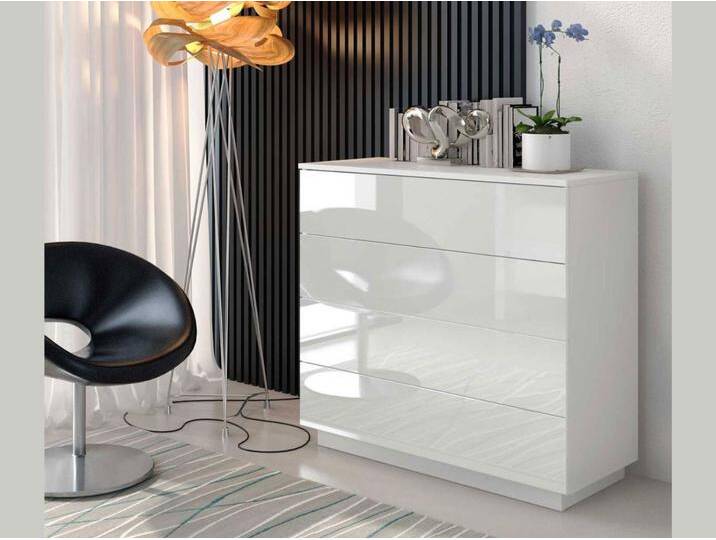 Kommode mit vier Schubladen und LED-Beleuchtung 95 cm Nuveo Weiß Hochglanz Kommode mit vier Schubladen und LED-Beleuchtung 95 cm Nuveo Weiß Hochglanz von Graingold