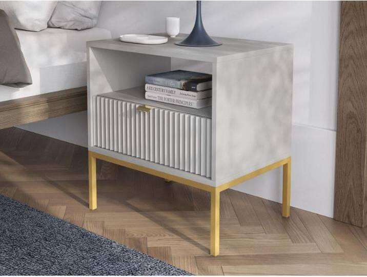 Nachtschrank mit Schublade Amber Grau, Gold Frame Nachtschrank mit Schublade Amber Grau, Gold Frame von Graingold