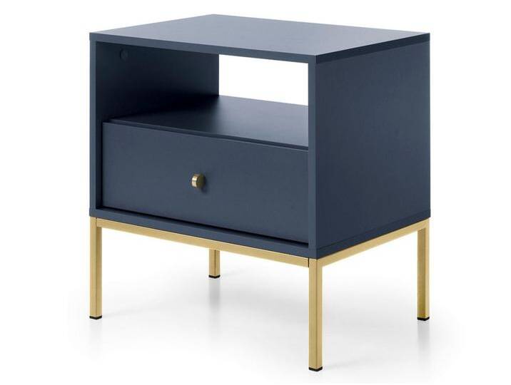 Nachttisch mit Schublade auf Golden Metallbeinen Amor Marineblau von Graingold