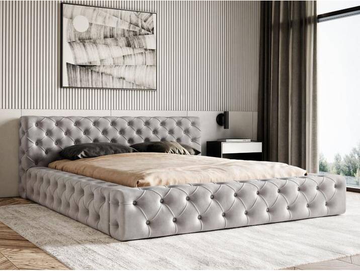 Polsterbett mit Bettkasten und Lattenrost 160x200 Palini Grau von Graingold