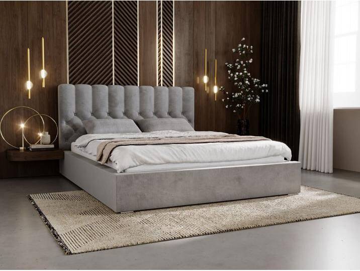 Polsterbett mit Bettkasten und Lattenrost 160x200 Roma Grau von Graingold