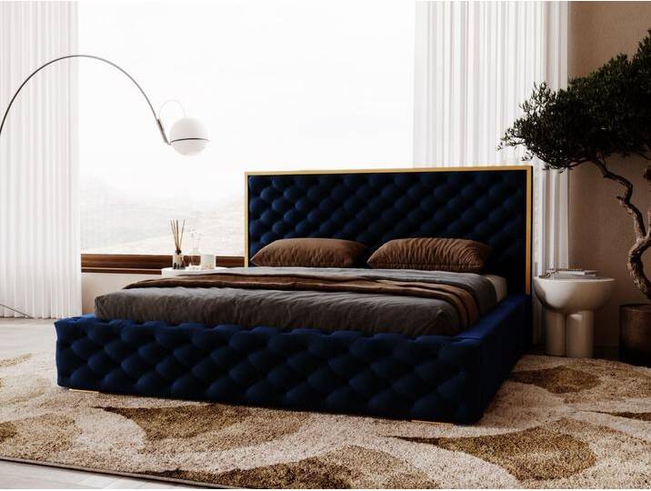 Polsterbett mit Bettkasten und Lattenrost 160x200 Wave Dunkelblau Polsterbett mit Bettkasten und Lattenrost 160x200 Wave Dunkelblau von Graingold