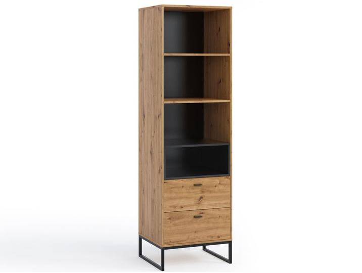 Regal mit Schubladen Geneva Artisan Eiche, Schwarz von Graingold
