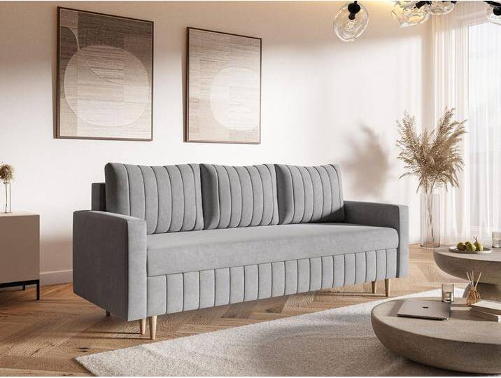 Schlafsofa mit Bettfunktion und Bettkasten Castelo Grau von Graingold