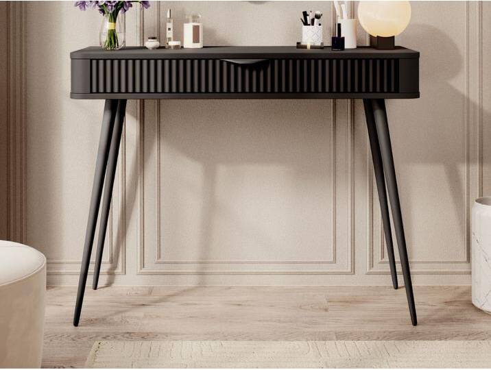 Schminktisch mit Schwarzen Metallbeinen Latina Schwarz Schminktisch mit Schwarzen Metallbeinen Latina Schwarz von Graingold