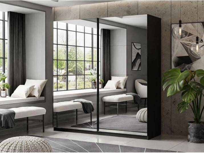 Schwebetürenschrank Zweitüriger mit Spiegelm 194 cm Nuveo Schwarz Hochglanz Schwebetürenschrank Zweitüriger mit Spiegelm 194 cm Nuveo Schwarz Hochglanz von Graingold