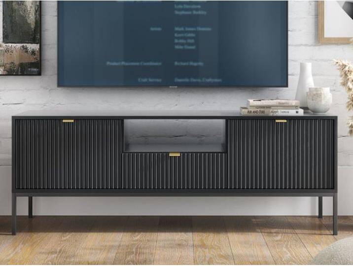 TV-Lowboard mit Schublade und Türen Amber Schwarz von Graingold