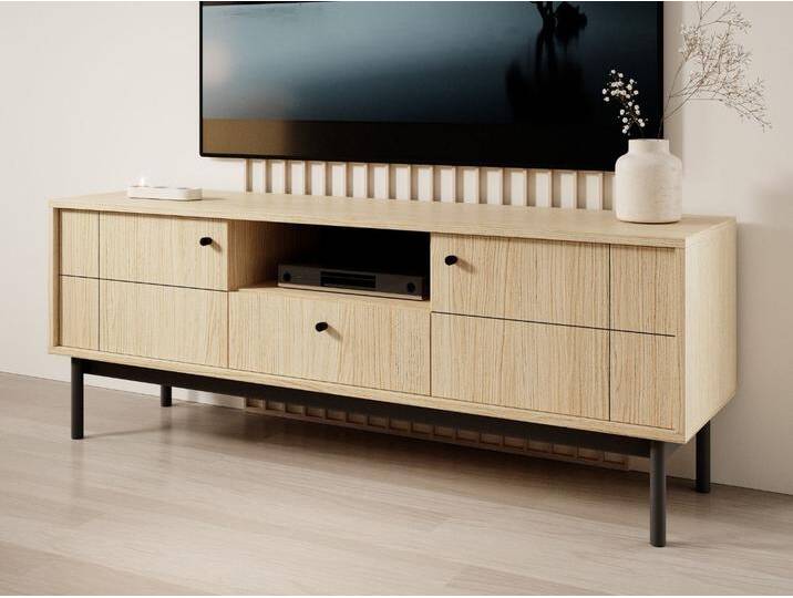 TV-Lowboard mit Schublade und Türen Julio Linea Eiche von Graingold