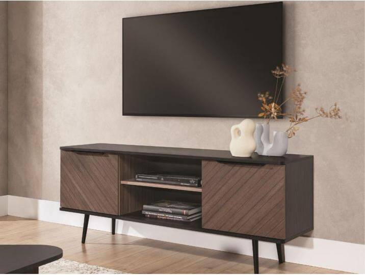TV-Lowboard mit Türen Nemi Schwarzer Graphit Braun von Graingold