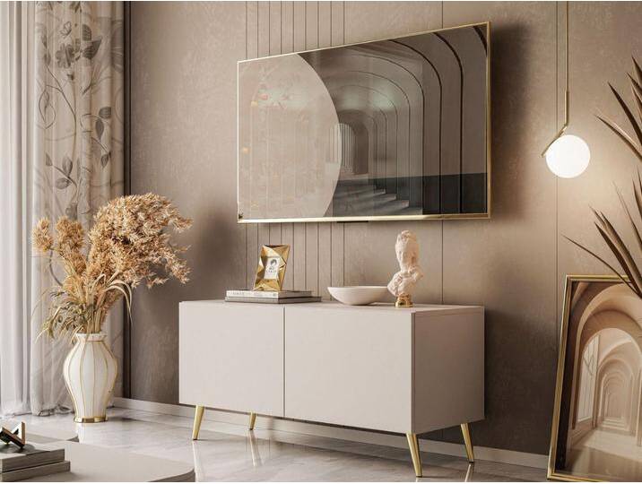 TV-Lowboard mit Türen auf Goldenen Metallbeinen 100 cm Nodoo Kaschmir TV-Lowboard mit Türen auf Goldenen Metallbeinen 100 cm Nodoo Kaschmir von Graingold