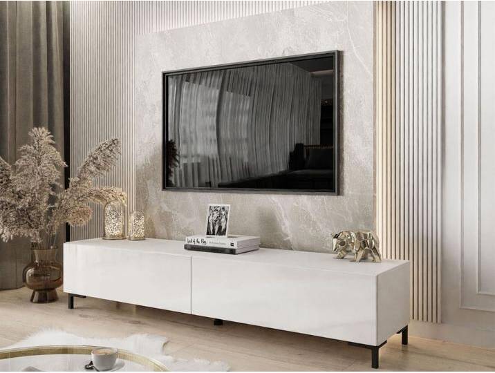 TV-Lowboard mit zwei Türen auf schwarzen Beinen 175 cm mit LED-Beleuchtung Sorelle Weiß Hochglanz TV-Lowboard mit zwei Türen auf schwarzen Beinen 175 cm mit LED-Beleuchtung Sorelle Weiß Hochglanz von Graingold