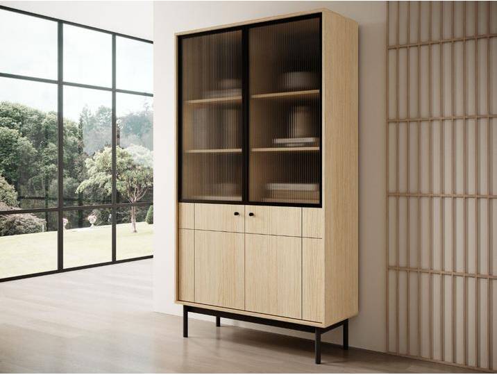 Vitrinenschrank Julio Linea Eiche von Graingold