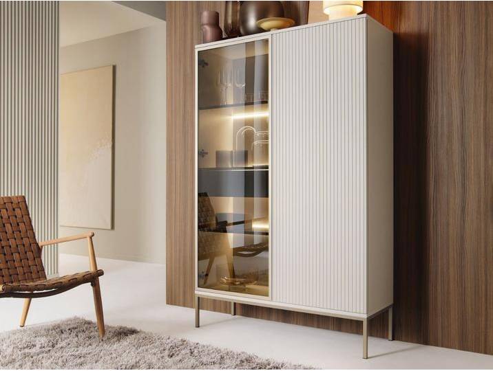 Vitrinenschrank mit Led Deo 166 cm Kaschmir von Graingold