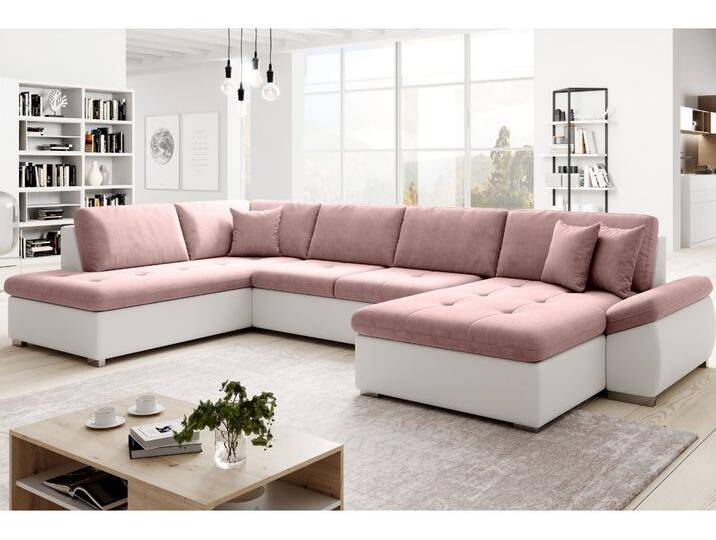 Wohnlandschaft mit Schlaffunktion Links Moni U Rosa, Weiß von Graingold