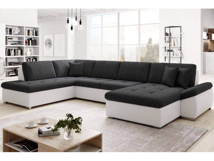 Wohnlandschaft mit Schlaffunktion Links Moni U Schwarz, Weiß von Graingold